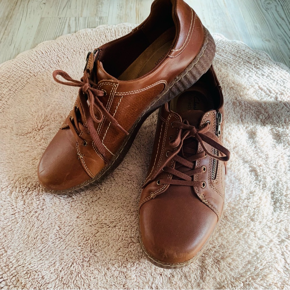 Cognac Brown Leather Lace-Up Shoes